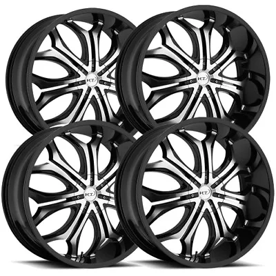 (4) VCT V61 Godfather 22x8.5 5x115/5x120 +35 Black/Machined Wheels Rims 22  Inch • $1087.96