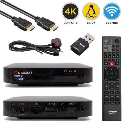 Octagon SX988 4K UHD Linux E2 IP Receiver With 300 Mbps 2.4GHz USB WiFi • £122.21