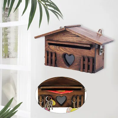 $42.75 • Buy Wooden Mailbox Post Box Showcase Holder Wall Teak Wood Mailbox Home Decoration