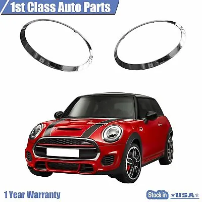 Set Of 2 Left & Right Chrome Headlight Trim Ring For 2014-2019 Mini Cooper • $52.25