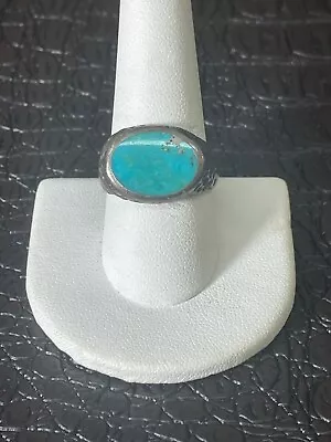 Hammered Sterling Silver Turquoise Mens Ring Sz10 11gr Lot P35 • $30