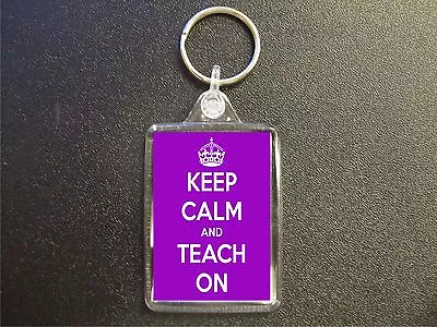 Keep Calm And Teach On School Keyring Bag Tag Birthday Gift • £3