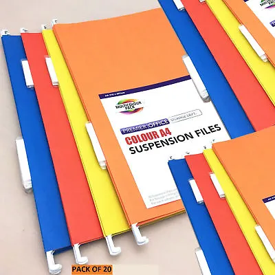 £15.99 • Buy 20 X A4 SUSPENSION FILES MIXED COLOUR + TABS/INSERTS HANGING CABINET FILES 