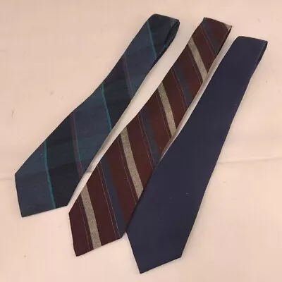 Lot Of 3 Surrey Men's Neckties Tie Green  Blue Stripe Woven Made In USA • $9.95