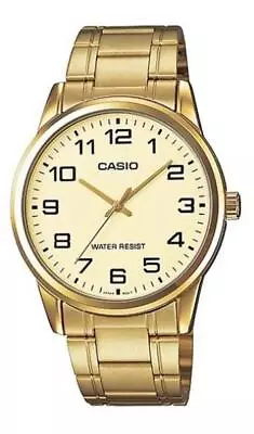 Casio Mens Watch MTP-V001G-9B Gold Plated Case & Band Japanese Movement • $70