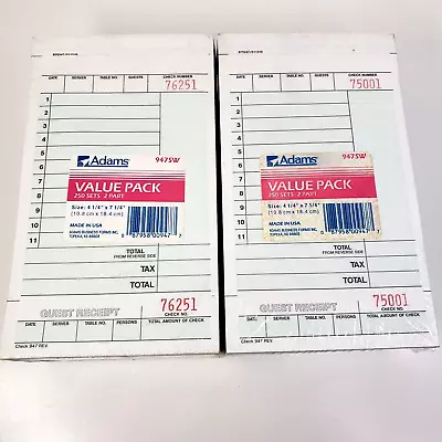 Lot Of 2 Adams Guest Check Carbonless 4 1/4 X 7 1/4 250 Sets 2 Part 947SW • $10.46