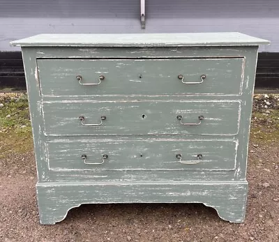 Antique French Pine Rustic Green Painted Chest Of Drawers C1900 • £375