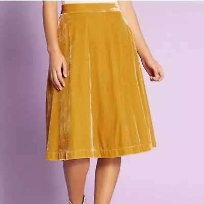 ModCloth Golden Yellow Velvet Circle Skater Skirt Size 4 • $29