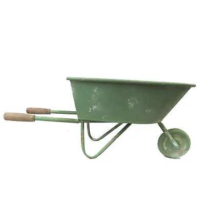 Large Green Iron Wheelbarrow Plant Pot Shabby Chic Green Finish Garden Planter • £69.99