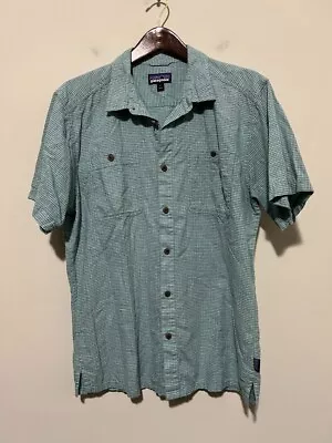 ☀️ Patagonia Shirt Mens Large L Green Plaid Hemp Organic Cotton Button Up • $24.95