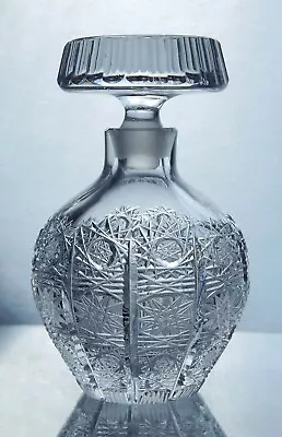 Vintage Czech Bohemian Clear Crystal Cut Glass Perfume Bottle • $30