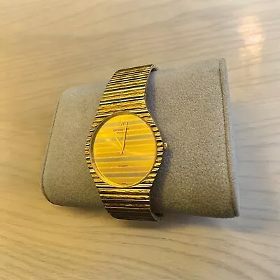 VINTAGE Raymond Weil Watch Men Art Deco TwoTone 18K Gold Electroplated 33mm 9122 • $949