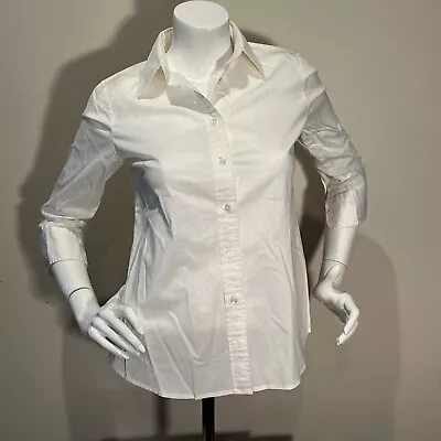 J.CREW Haberdashery Button Up Shirt Women's Small 3/4 Sleeve Ivory/white • $15