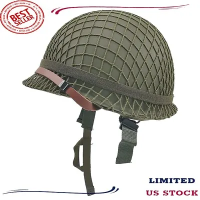 WWII US Army M1 Helmet WW2 Gear WW2 Helmet Metal Steel Shell Replica With Net • $52.90