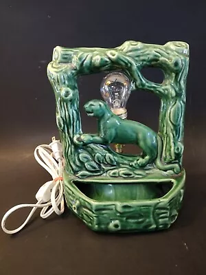 Vintage Beauceware Green Panther MCM TV Lamp Ceramic Mid Century Kitschy • $99