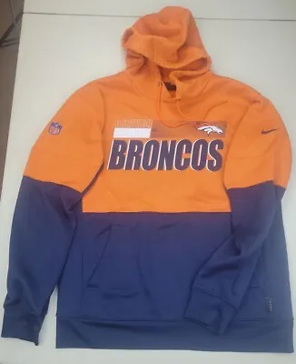 Nike On Field Denver Broncos Sweatshirt Dri-Fit Hoodie Men’s Medium Orange Blue • $26