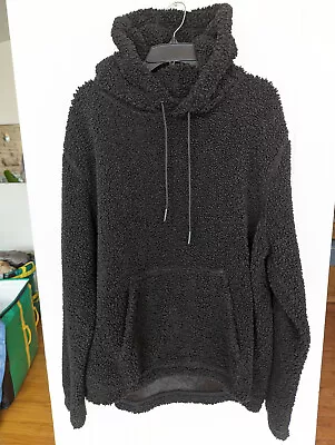 H&M Black Teddy Bear Fleece Pullover Hoodie Size XL Unisex • $12