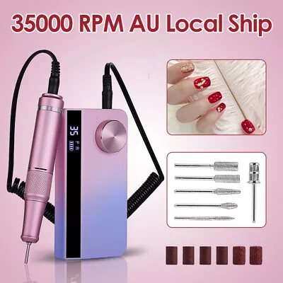 35000RPM Portable Electric Nail Drill Machine Rechargeable Drill Bits Lady Gift • $39.99