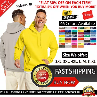 Hanes Unisex Ecosmart Comfort Blend Pullover Hooded Sweatshirt - P170 S-4XL • $27.30