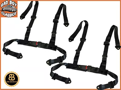 Pair Black 4 Point Car Racing Seat Belt Harness Ideal Offroad 4x4 SUV Buggy  • £39.95