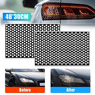 $9.28 • Buy 2x Car Rear Tail Light Cover Black Honeycomb Sticker Tail-lamp Decal Accessories