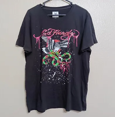 Ed Hardy M Vintage Black Graphic Snake Short Sleeve Tee • $28.95