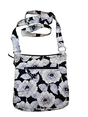 Vera Bradley Camellia Floral Crossbody Purse Bag Black Grey White • $18