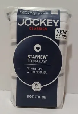 $21.99 • Buy Jockey Men's Classics Full Rise Boxer Briefs 3 Pack Large 100% Cotton White B7