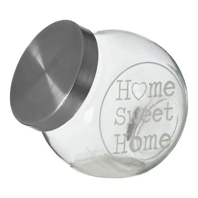 Glass Storage Candy Jar With Metal Lid 700ml Tilted Slanted Candy Thick Glass • £7.25