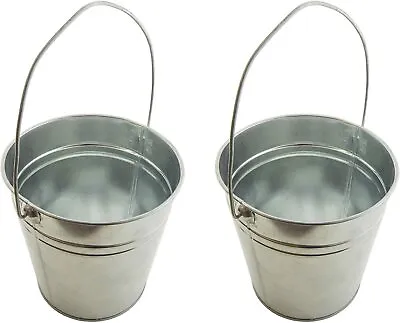 Set Of 2 Galvanized Metal Pail Buckets Size: 6  Tall X 6  Diameter • $19.99
