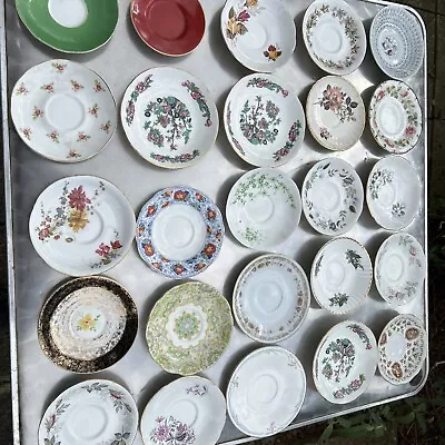 Job Lot Of Vintage Mismatched Saucers Tea Wedding Crafts Tea Time (40 In Total)A • £10
