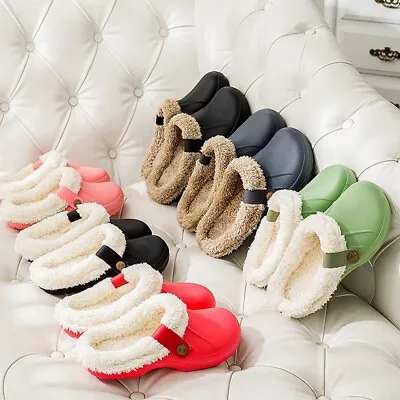 £4.99 • Buy Waterproof Slippers Furry Lined Clogs Ladies Garden House Shoes Warm Fur Mules