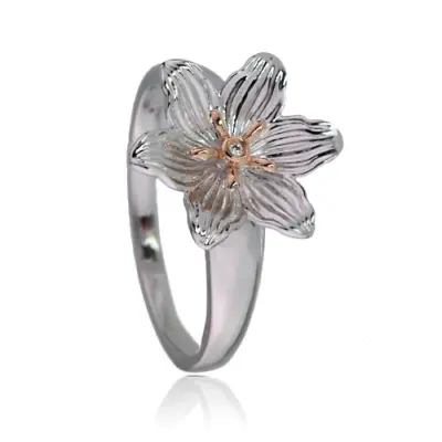 £39.99 • Buy Clogau Silver Ring Size M Diamond Flower Lady Snowdon  Welsh Rose Gold