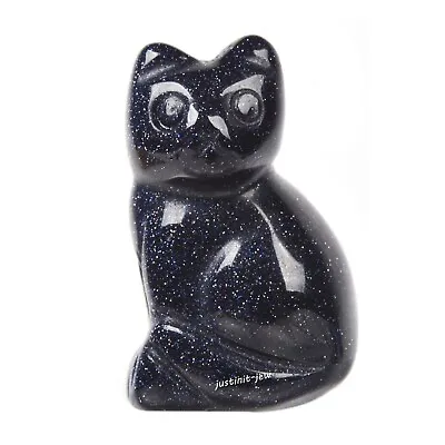 30mm Hand Carved Cat Gemstone Statue Healing Crystal Animal Figurine Decor Home • $3.99
