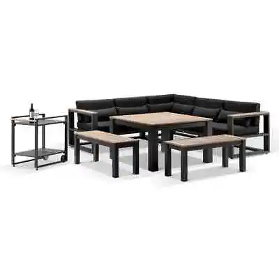 $5690 • Buy NEW Balmoral Outdoor Aluminium Lounge And Dining Setting With Bar Cart | Timber