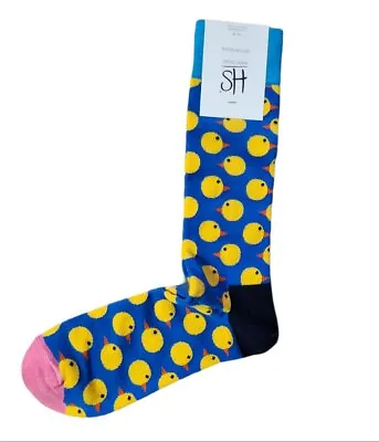 HAPPY SOCKS Men's Blue Chicken Cotton Crew Socks Size 8-12 NWT • $8