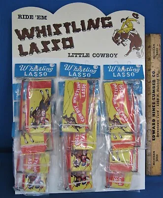 12 Whistling Lassos & Store Display ~ Counter Top ~ 1950's Western Easel Display • $12.85