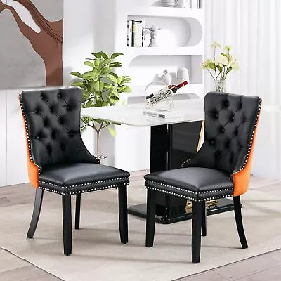 Leather Dining Room Chairs Set Of 2/4/6/8 With Wood Legs Armchair Kitchen Modern • $151.99