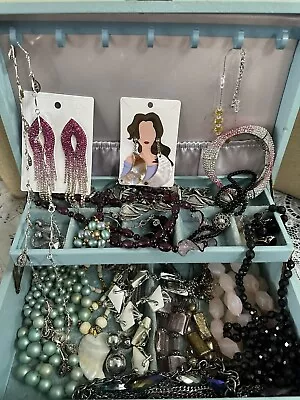 Vintage Estate Jewelry Lot With Vintage Jewelry Box Unsearched • $75