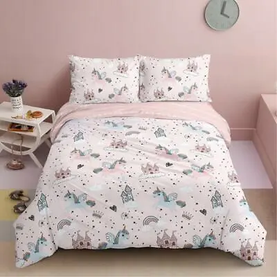 $35 • Buy All Size Bed Quilt Duvet Doona Cover Set 100% Cotton Bedding Pillowcase Unicorn