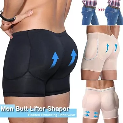 Men's Padded Enhancer Body Shaper Hip Lifter Boxer Briefs Shapewear Shorts Pants • $21.79