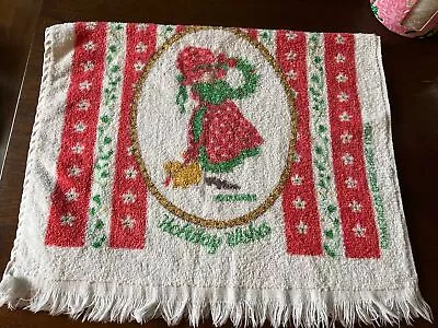 Vintage Christmas Hand Towel Holly Hobbie Holiday Wishes • $6
