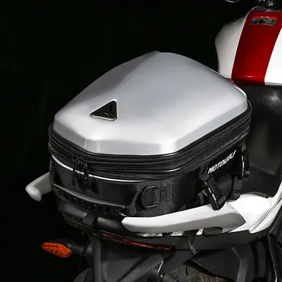 Motorcycle Rear Seat Tail Bag Helmet Backpack Waterproof Extended Luggage Sliver • $73.13