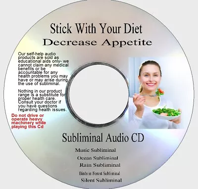 Stick With Your Diet Decrease Appetite Subliminal 5 Tracks CD • $13.51