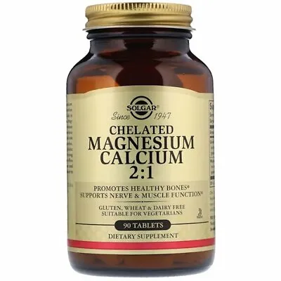 Chelated Magnesium Calcium 2 - 1 90 Tabs Solgar • £16.97