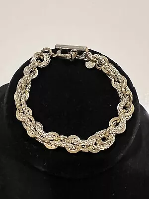 Vera Bradley Two Tone Silver Gold Metal Braided Chain Link Toggle Bracelet • $8