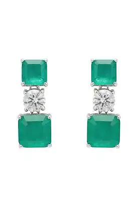 Penelope Drop Earrings Colombian Emerald Silver • £149