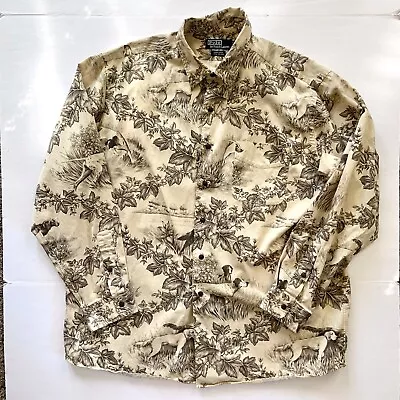 Vintage Polo Ralph Lauren Marlowe Shirt XL Dog Hunting Print Old Money Country • $68.99