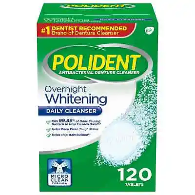 $9.99 • Buy Polident Overnight Whitening Antibacterial Denture Cleanser Tablets, 120 CT New