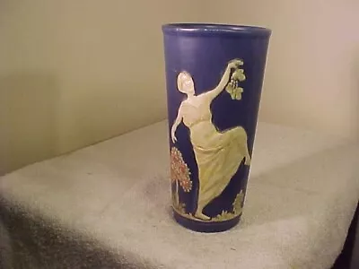 Early BLUE WARE Weller Art Pottery MAIDEN DANCING With Grapes 8 3/4  VASE • $74.99